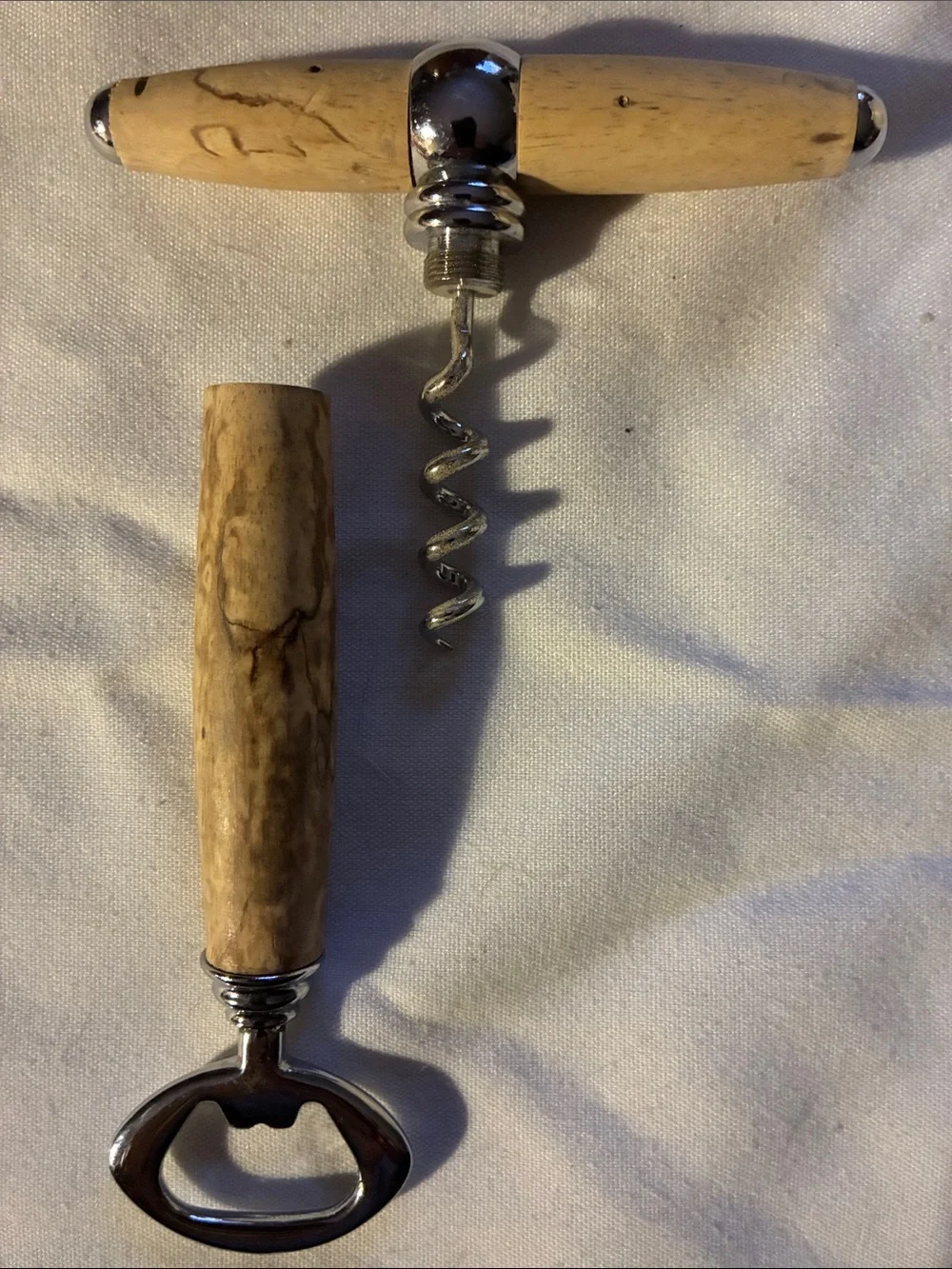 Wood Handle T-Style Bottle Opener - Natural Olive Wood Carved /smoothed by Hand